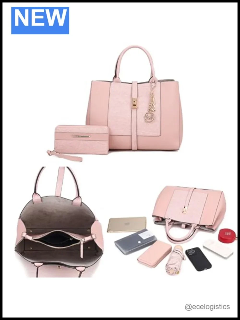 MKF Collection Satchel Tote with Wristlet Wallet PU Vegan Leather Denim
